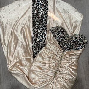 Hot Kiss Leopard Print gown prom homecoming vintage y2k gold beaded